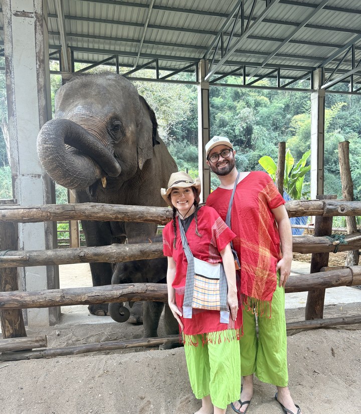 Kayla on honeymoon in Thailand with elephants